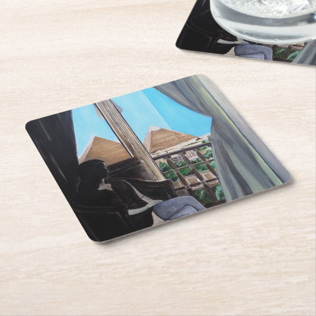 Pyramisa Hotel Painting by Alfred Fox Square Paper Coaster (Angled)