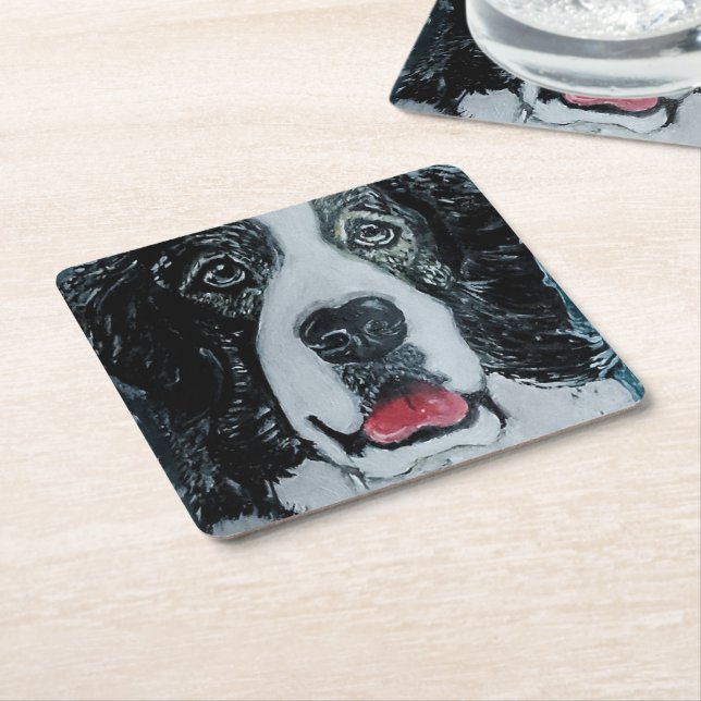 Pyrenean Mastiff Painting by Alfred Fox Square Paper Coaster (Angled)