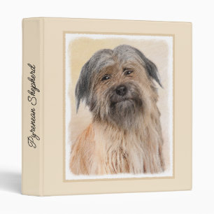 Pyrenean Shepherd Painting - Cute Original Dog Art 3 Ring Binder