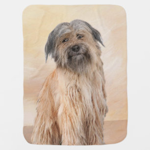 Pyrenean Shepherd Painting - Cute Original Dog Art Baby Blanket