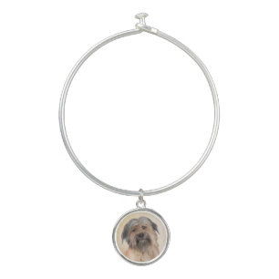 Pyrenean Shepherd Painting - Cute Original Dog Art Bangle Bracelet