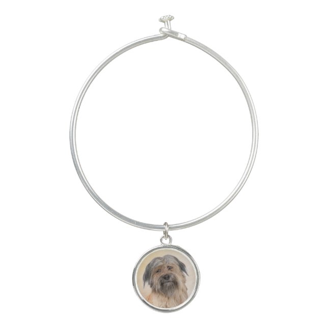 Pyrenean Shepherd Painting - Cute Original Dog Art Bangle Bracelet (Front)