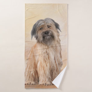 Pyrenean Shepherd Painting - Cute Original Dog Art Bath Towel Set