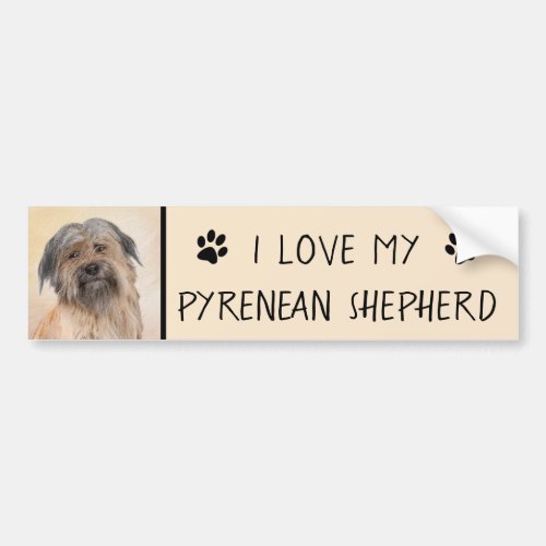 Pyrenean Shepherd Painting _ Cute Original Dog Art Bumper Sticker