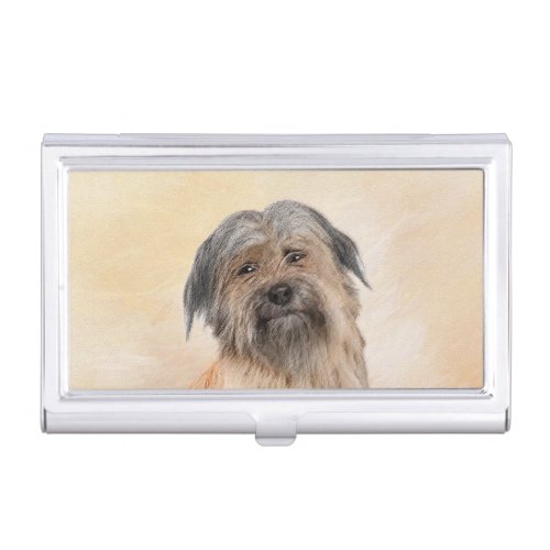 Pyrenean Shepherd Painting _ Cute Original Dog Art Business Card Case