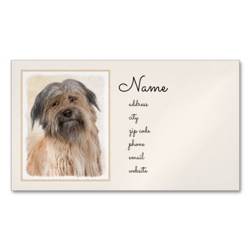 Pyrenean Shepherd Painting _ Cute Original Dog Art Business Card Magnet