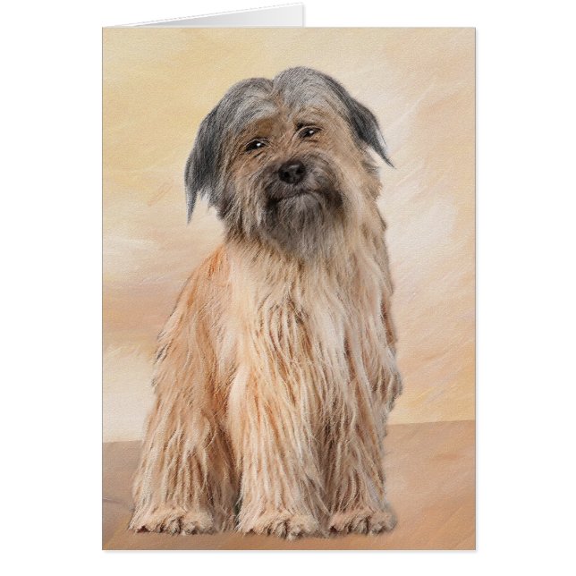 Pyrenean Shepherd Painting - Cute Original Dog Art Cards (Front)
