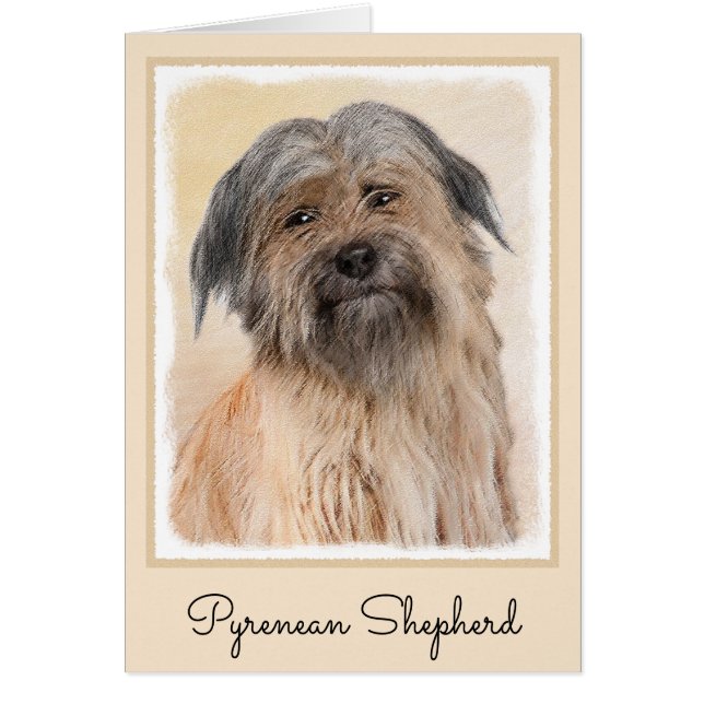 Pyrenean Shepherd Painting - Cute Original Dog Art Cards (Front)