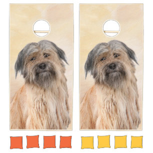 Pyrenean Shepherd Painting - Cute Original Dog Art Cornhole Set