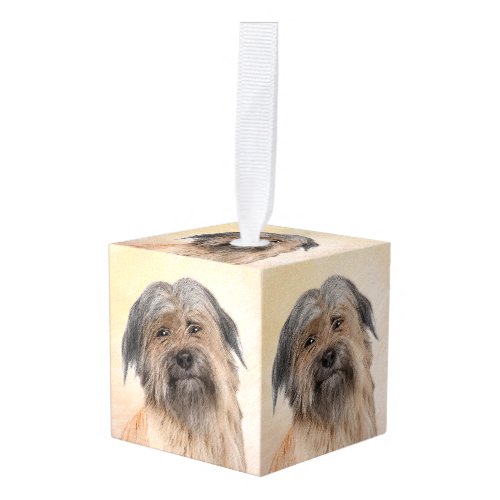 Pyrenean Shepherd Painting _ Cute Original Dog Art Cube Ornament