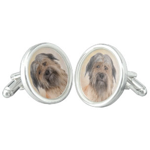 Pyrenean Shepherd Painting - Cute Original Dog Art Cufflinks