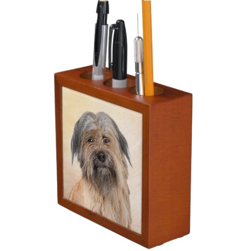 Pyrenean Shepherd Painting _ Cute Original Dog Art Desk Organizer