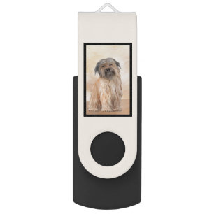 Pyrenean Shepherd Painting - Cute Original Dog Art Flash Drive