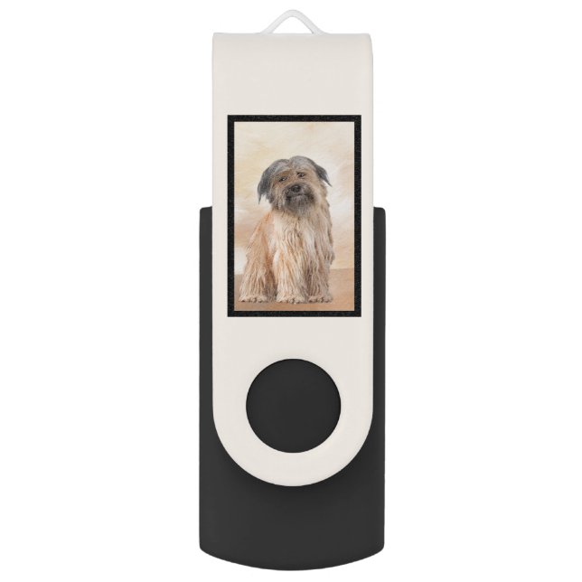 Pyrenean Shepherd Painting - Cute Original Dog Art Flash Drive (Front Vertical)
