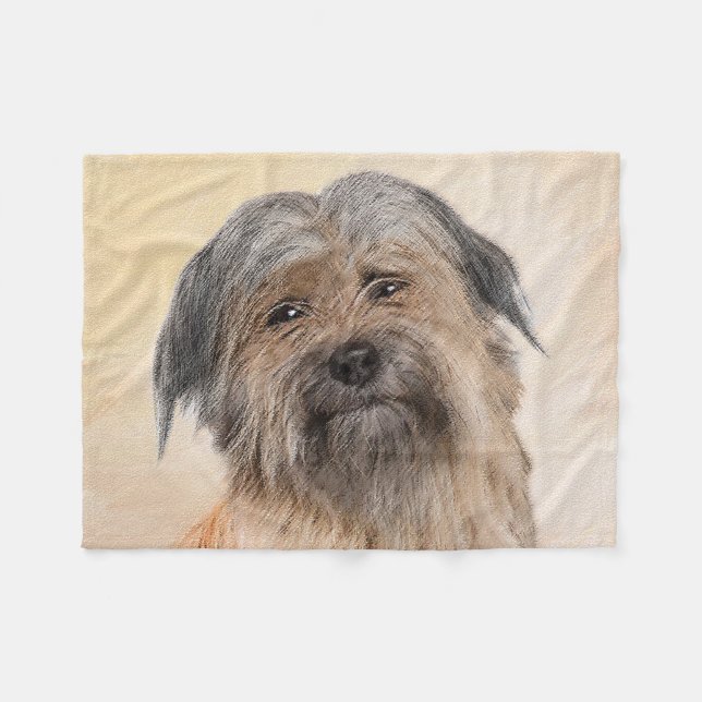 Pyrenean Shepherd Painting - Cute Original Dog Art Fleece Blanket (Front (Horizontal))