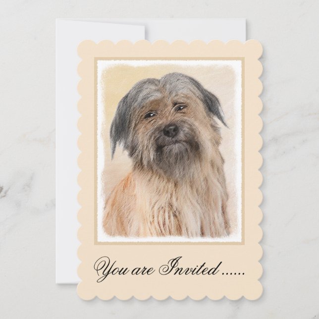 Pyrenean Shepherd Painting - Cute Original Dog Art Invitation (Front)