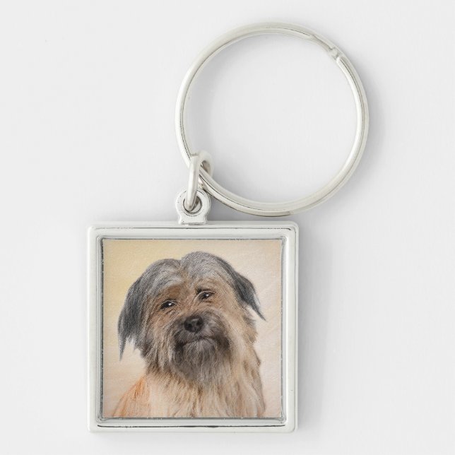 Pyrenean Shepherd Painting - Cute Original Dog Art Keychain (Front)