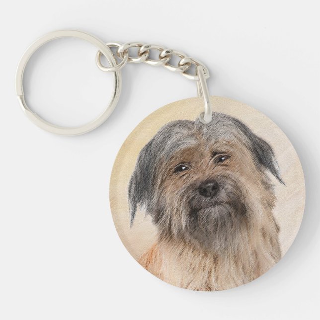 Pyrenean Shepherd Painting - Cute Original Dog Art Keychain (Front)