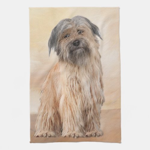 Pyrenean Shepherd Painting _ Cute Original Dog Art Kitchen Towel