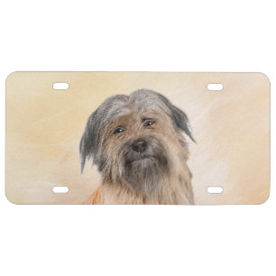 Pyrenean Shepherd Painting - Cute Original Dog Art License Plate