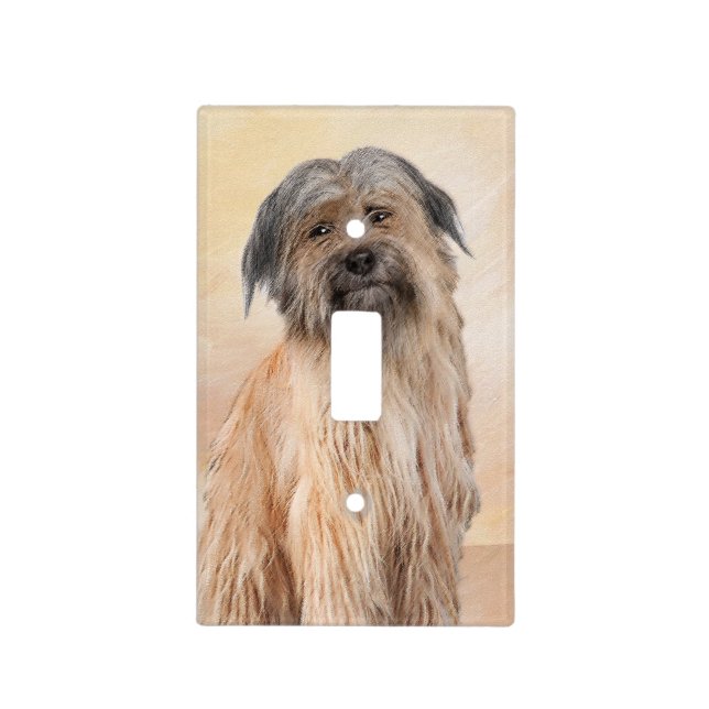 Pyrenean Shepherd Painting - Cute Original Dog Art Light Switch Cover (Front)