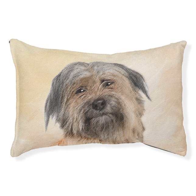 Pyrenean Shepherd Painting - Cute Original Dog Art Pet Bed (Front)