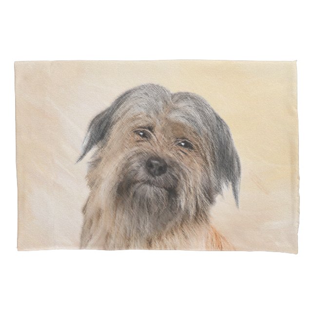 Pyrenean Shepherd Painting - Cute Original Dog Art Pillow Case (Front)