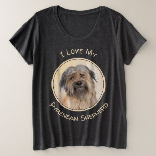 Pyrenean Shepherd Painting - Cute Original Dog Art Plus Size T-Shirt