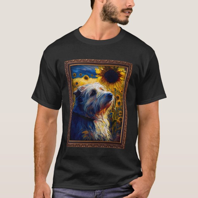 Pyrenean Shepherd Painting Sunflower Flower Mom Wo T-Shirt (Front)