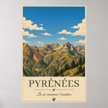Pyrénées France – Ridges Illustrated Landscape