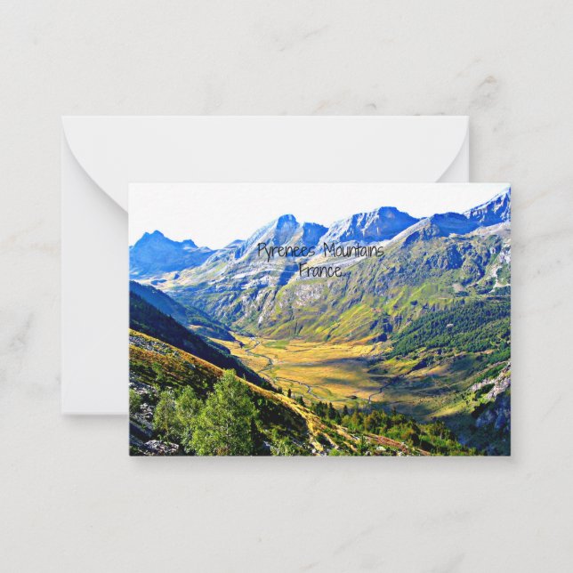 Pyrenees Mountains, France Note Card (Front)