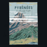 Pyrenees National Park France Vintage  Kitchen Towel<br><div class="desc">Pyrenees vector artwork design. Created in 1967 as a natural heritage site without barriers or fences where animals are totally free.</div>