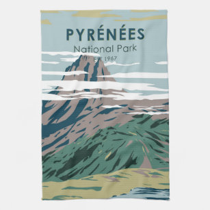 Pyrenees National Park France Vintage  Kitchen Towel