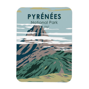 Pyrenees National Park France Vintage Magnet