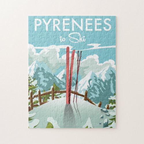 Pyrenees To Ski travel print Jigsaw Puzzle