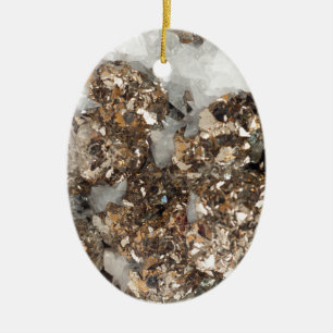 Pyrite and Quartz Ceramic Ornament