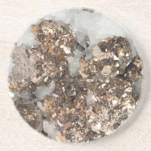 Pyrite and Quartz Drink Coaster