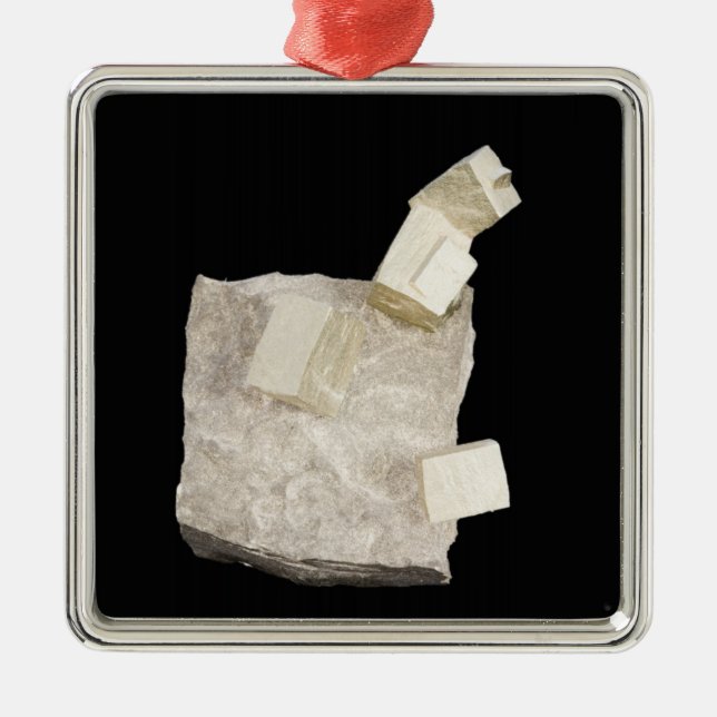 Pyrite Crystals in Shale Metal Ornament (Front)