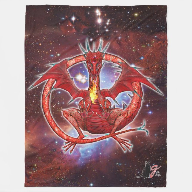 Pyrope Cosmic Dragon Fleece Blanket (Front)