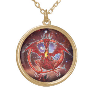 Pyrope Cosmic Dragon Gold Plated Necklace