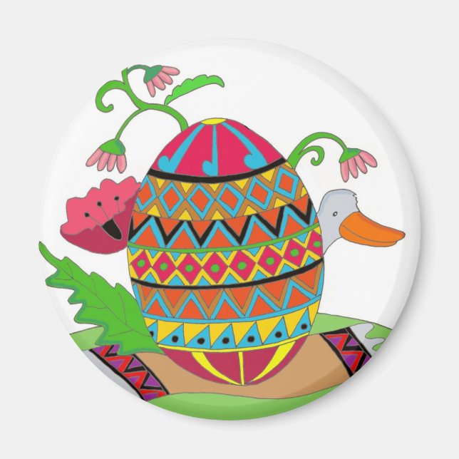 Pysanka and Duck Ukrainian Folk Art Magnet (Front)