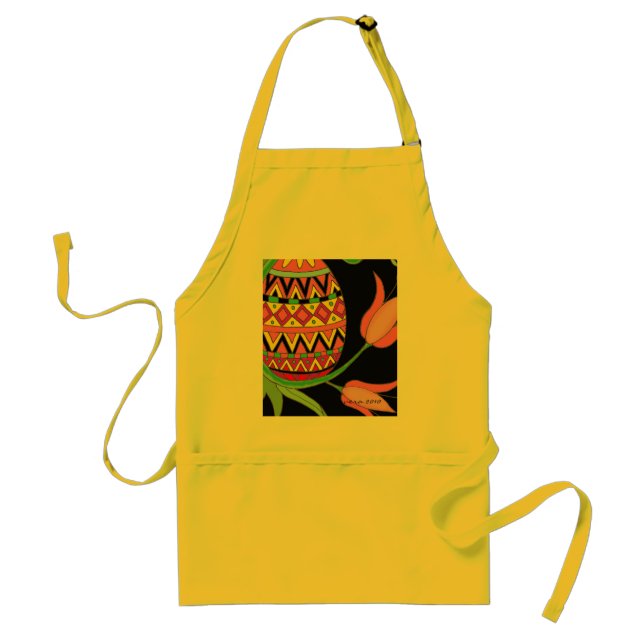 Pysanka and Tulips Adult Apron (Front)