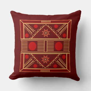 Pysanka Ruby Star Traditional Throw Pillow