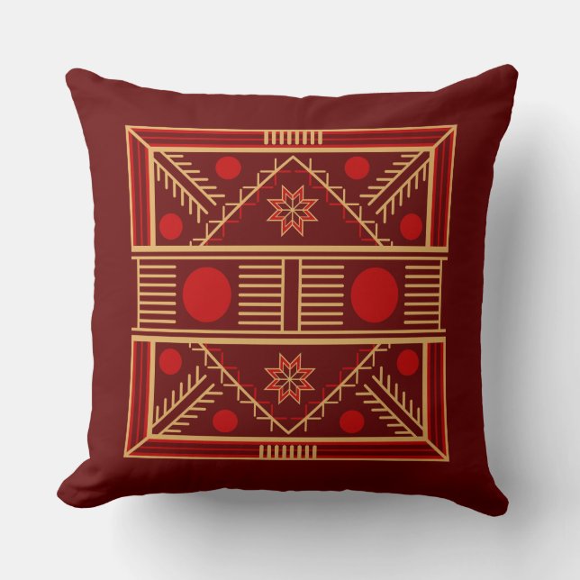 Pysanka Ruby Star Traditional Throw Pillow (Front)