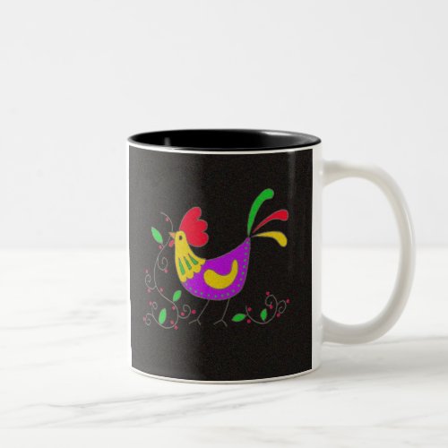 Pysanka Symbol Rooster Two_Tone Coffee Mug