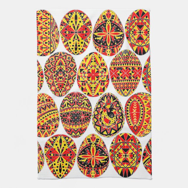 Pysanki Easter Eggs Kitchen Towel (Vertical)