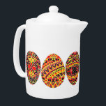 Pysanki Easter Eggs Teapot<br><div class="desc">Ukrainian Easter Eggs in bold traditional folk colors and decorative patterns for Easter on ready-to-buy products for coordinated Easter decorations,  products for the home,  food,  cards and more. This teapot will look perfect on the Easter table.</div>