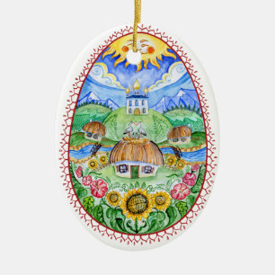 Pysanky Ukrainian Easter eggs Ceramic Ornament