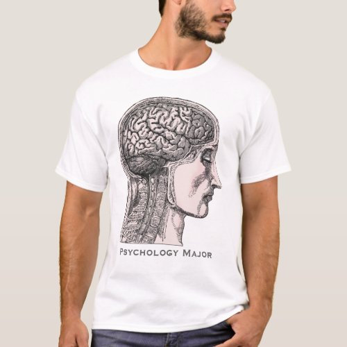 Pyschology Major _ Antique Print of Human Brain T_Shirt