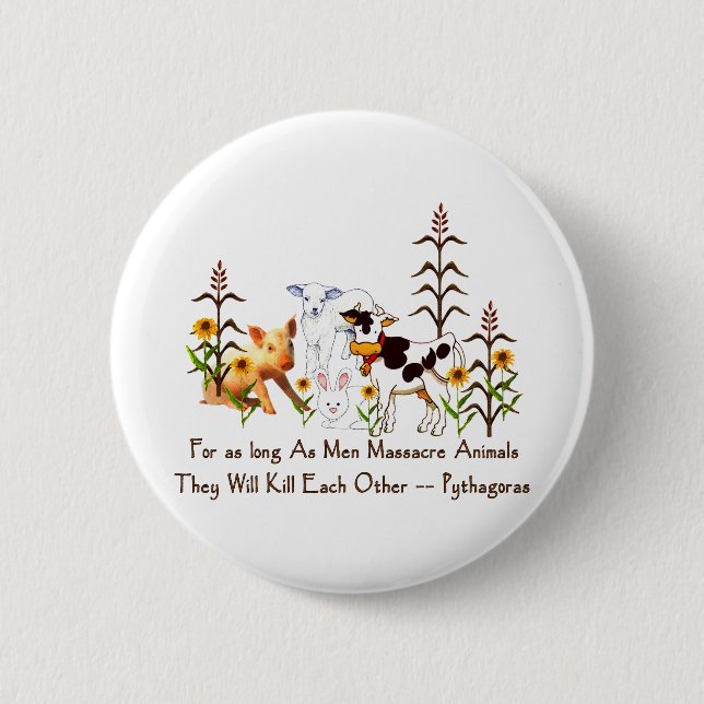 Pythagoras Vegetarian quote Button (Front)